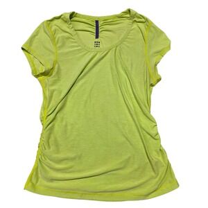 Title Nine Women's Activewear T Shirt Short Sleeve Athletic Top Ruched Green M